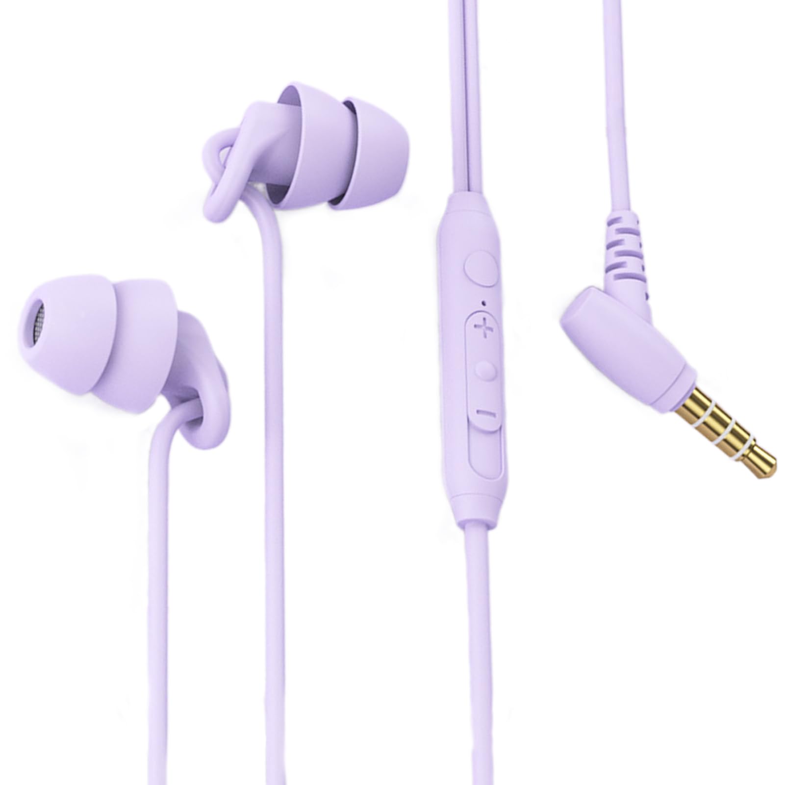 Sleep Earbuds, Comfortable Soft Lightweight Wired Earbuds for Small ear Canal, Noise Cancelling In-Ear Sleep Earphones with Mic Volume Control for Insomnia Snoring Meditation (3.5MM Purple)