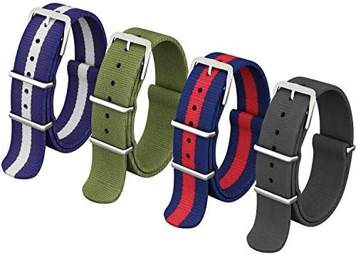 Darller 4 Pack Nato Watch Bands 20mm Ballistic Nylon Watch Straps