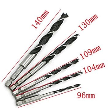 Generic 4mm : 5pcs 1/4"Drill Bit Sets Hex Shank Wood HSS Drill Bit Set 2/3.2/4/5/6mm Quick Change Metal Tools
