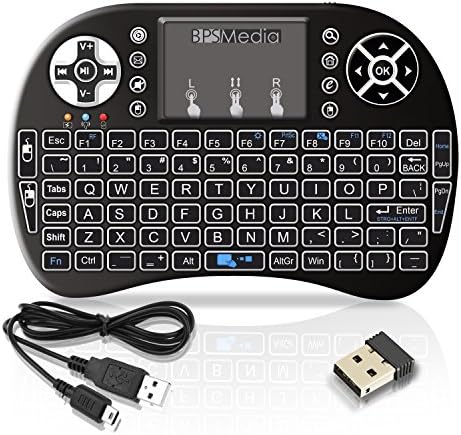 BPSMedia (Backlit version) i8+ 2.4GHz Wireless Mini Handheld Remote Keyboard with Touchpad Work for PC,Raspberry Pi 2, Android TV Box ,XBMC,Windows 7 8 10(US Layout) Rii Manufacturer: Rii