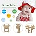 Large Wood Teething Toys for Infant - Natura Wooden Teether Rings by Hombae, Wooden Teether Animals for Toddler, Soothing Pain Relief Toys, Baby Shower Gift (Giraffe, Cow, Hippo, Deer, 4Pack)
