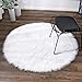 LEEVAN Plush Sheepskin Throw Round Rug Office Computer Chair Cover Faux Fur Cozy Shaggy Floor Mat Christmas Tree Area Rugs Home Decor Super Soft Carpets Kids Play Rug Ivory White, Round 3 ft Diameter