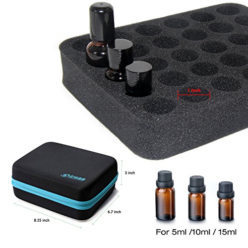 Essential Oil Storage, KABB 30 Bottles Essential Oil Case, Hard Shell Exterior and Foam Insert Essential Oils Carrying Case, 10ml 15ml Essential Oil Box for Doterra Young Living Oil Organizer (Black)