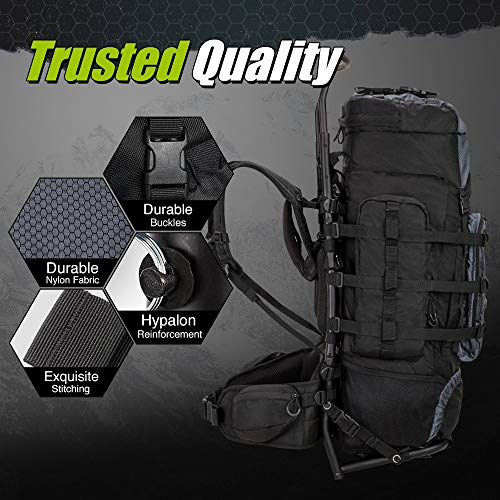 TIDEWE Hunting Backpack 5500cu with Frame and Rain Cover for Bow/Rifle