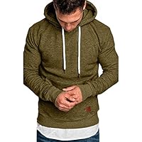 ANOKA Mens Fleece Hoodies Winter Thermal Sweatshirt Pullover Army Green Large