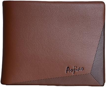 Aojiao Bifold Wallets for Men Leather RFID Blocking Card Holder Money Clip Travel Wallet Brown
