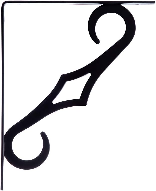 Home Master Hardware 6.5 Inch Decorative Shelf Brackets Shelf Support Corner Brace Joint Right Angle Bracket Black with Screws 10 Pack: Home Improvement