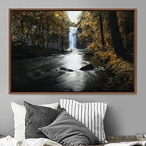 signwin Framed Canvas Wall Art Forest Waterfalls Group...