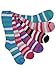 Luxury Divas Striped Assorted 6 Pack Knee High Fuzzy Socks