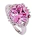 YAZILIND Women Silver Plated Band Wedding Pink Cubic Zirconia Ring Gift for Lady Size9