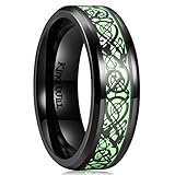 King Will Aurora 7mm Black Celtic Dragon Aurora Luminou Glow Mens Titanium Wedding Ring Band