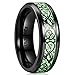 King Will Aurora 7mm Black Celtic Dragon Aurora Luminou Glow Mens Titanium Wedding Ring Band