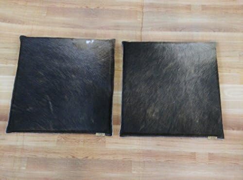 Zerimar Pack 2 cushions Cowhide reversible leather Size: 1' 1'' x 1' 1'' FT 100% Natural Perfect for decoration