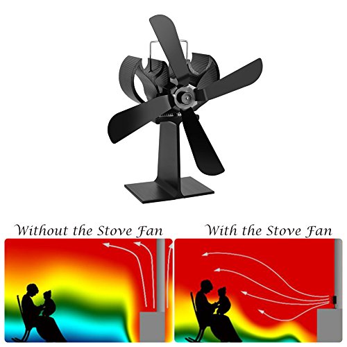 Aneil Fireplace Fan 4-Blades Heating Furnace Distribution Heat Powered Wood Burning Stove Fan Thermo-motive Winter Cold Weather (A)