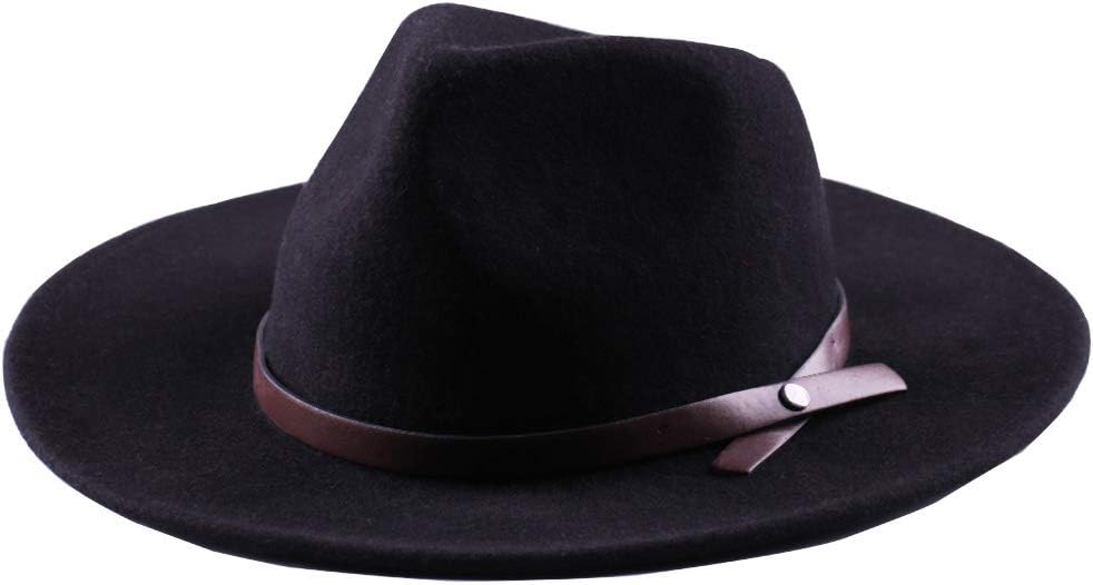 Anycosy Wide Brim Fedora Hat Western Wool Cowboy Felt Hats Men Women Crushable