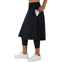 Snoga Athletics Twirly Skirt - 23in Pull-On Midi Fit & Flare Skirt, Poly Jersey, Black - View #7