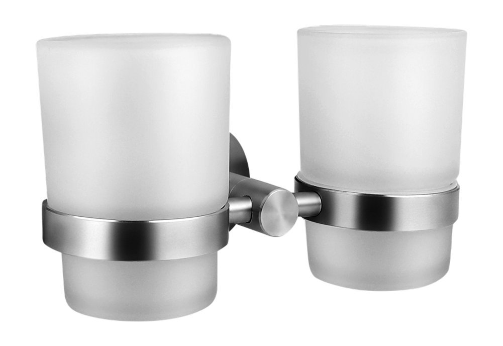 Ambrosya® | Exclusive Toothbrush Holder made of Stainless Steel | Bathroom Mug Glass Holder Mount Toilet Wand Toothbrush Toothpaste (Stainless Steel (Brushed))