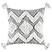 MIULEE Decorative Throw Pillow Cover Tribal Boho Woven Pillowcase with Tassels Diamond Design Super Soft Pillow Sham Cushion Case for Sofa Couch Bedroom Car Living Room 18X18 Inch Gray White