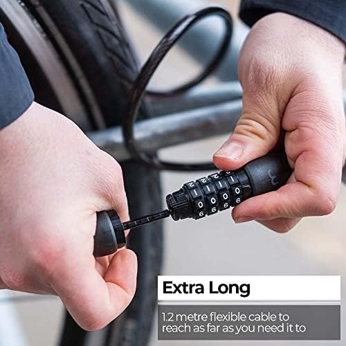 Cycling QuickCode Cable Antivol avec Code | Pour Vélos de Route, VTT et Vélos Urbains | Longueur 120cm | BBL-66, Black