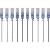 Monoprice Cat6A Ethernet Patch Cable - Snagless RJ45, 550Mhz, 10G, UTP, Pure Bare Copper Wire, 30AWG, 10-Pack, 1 Feet, Gray - SlimRun Series