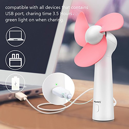 BicycleStore Personal Handheld Fan, Portable Mini Pocket Fan with Foam Blades, Small Quiet Desk Fan Powered by USB or Rechargeable Battery for Office, Table, Travel, Camping