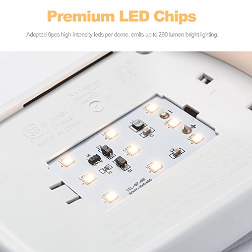 image for MICTUNING 2 Pack 12V Single Dome LED RV Ceiling Light Fixture with Swi