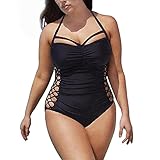 Women's Plus Size Sexy Swimsuit One Piece Slim Swimwear Bathing Suits Bikini Black