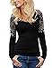 FV RELAY Women's Fashion Leopard Patchwork Tee Crew Neck Long Sleeve T Shirt (XL, Black)