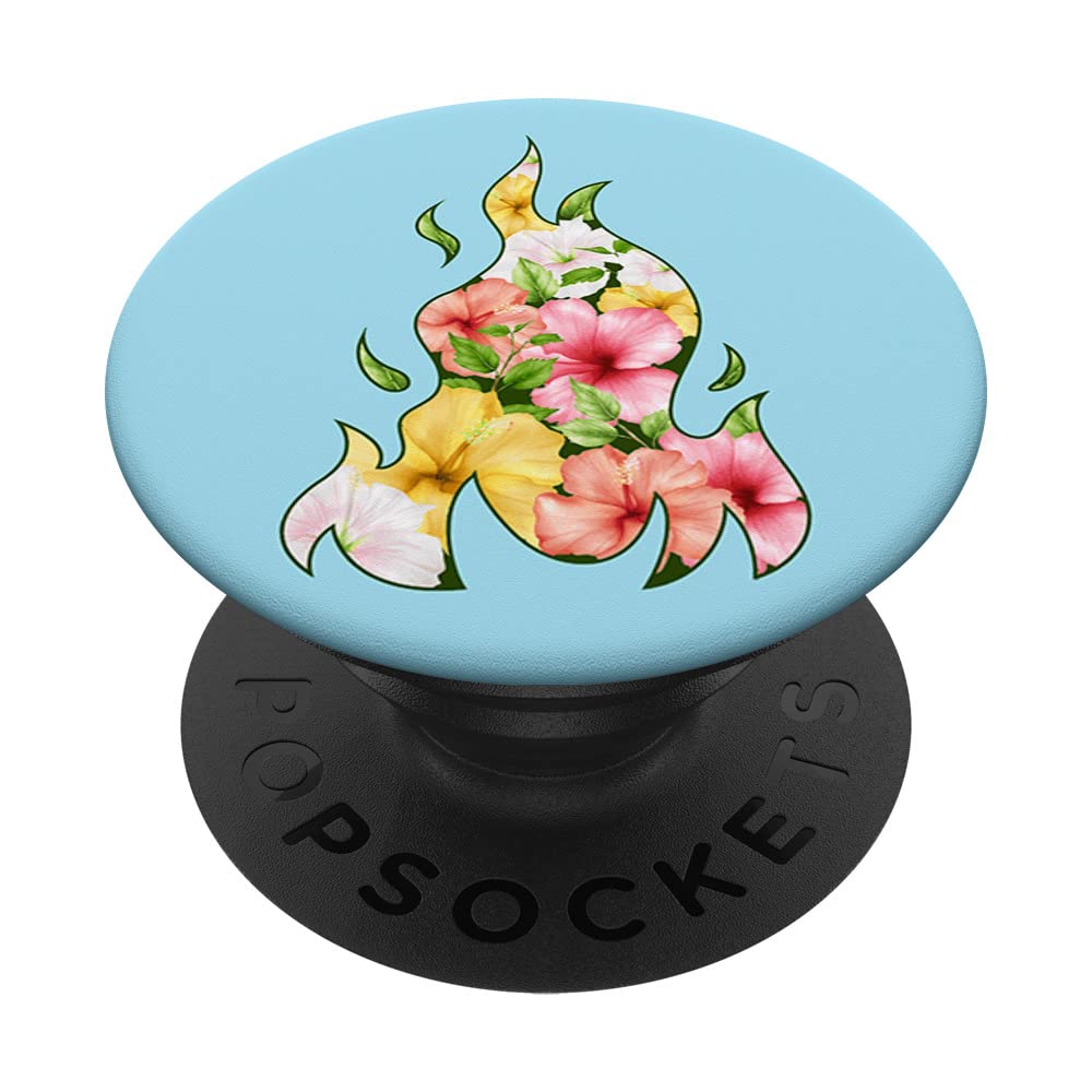 Coconut Girl Aesthetic Hibiscus Flame PopSockets Swappable PopGrip