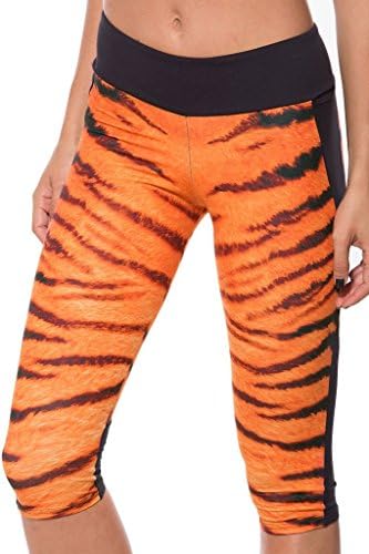 Womens Tiger Stripes Gym Active Fitted Leggings Sports Yoga Pants Stretch Tights Size L