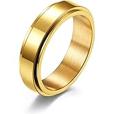 MOROYA 14K Gold Plated Anti Anxiety Ring for Women Men Sun Star Moon Stainless Steel Fidget Ring Gold Spinner Ring Band with Black Box Packed