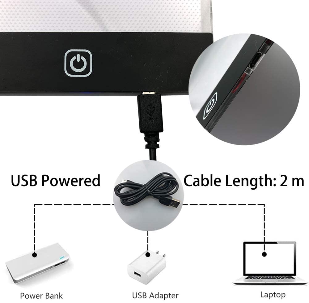 A4 Light Pad for Diamond Painting - Sponake Light Board Tracing with 3 Level Brightness Apply to Full Drill & Partial Drill 5D Diamonds Art - Craft, Sketching, Animation,Weeding Vinyl