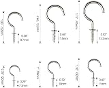 Homkeen 90 Pcs Screw-in Hooks 6 Sizes Cup Hooks Ceiling Hook Kit for Kitchen view 2