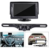 Noiposi Backup Camera and Monitor kit for Car Universal Waterproof Night Vision Linsence Plate Rear view Camera and 4.3” TFT LCD Rear view Monitor