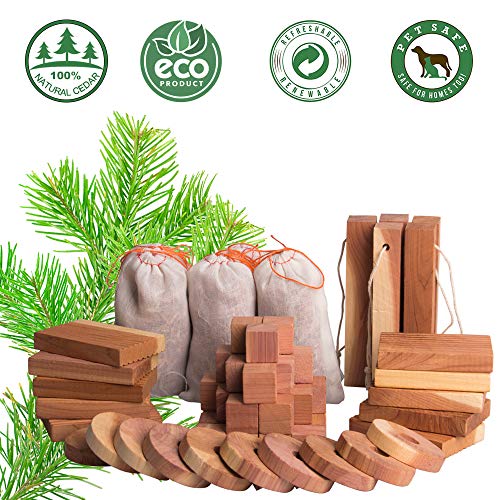 ACMETOP Aromatic Cedar Blocks for Clothes Storage, 100 Natural Cedar Balls Hangers Clothes