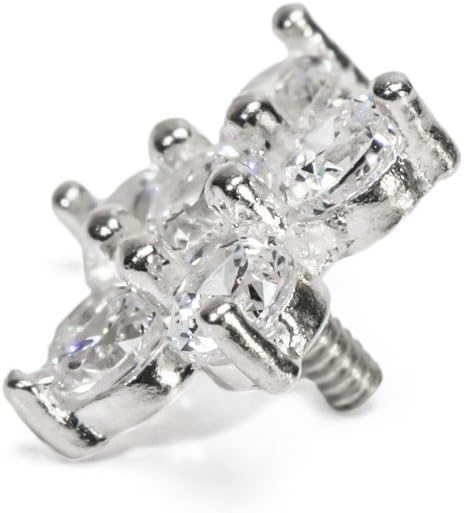 Pashoshka (with Anchor) Pointy Flower Dermal Top Clear CZ Surgical Steel (316L) 1 Piece