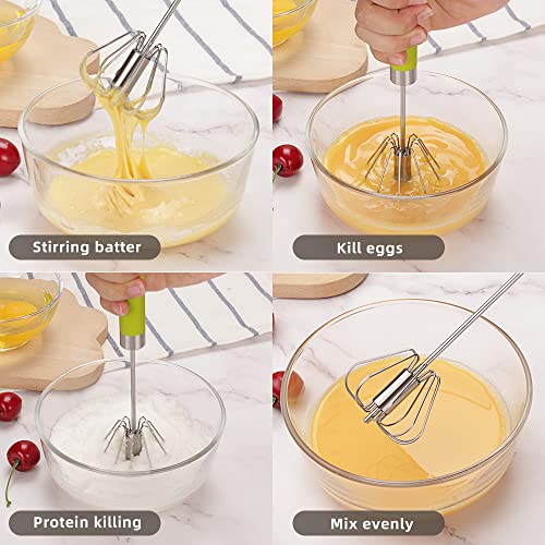 Stainless Steel Semiautomatic Whisk Egg Beater, 12" Handheld Egg Whisk
