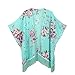 Women's Floral Kimono Cover Up - Lightweight Leopard Chiffon Beachwear for Bikini,Cardigan and Swimwear(One Size,Mint Green)