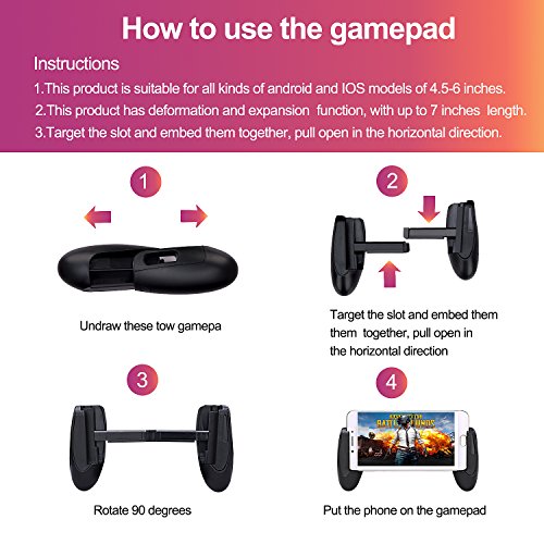 Mobile gamepad Game Controller for PUBG/Rules of Survival, Mobile Game Controller for 4.5-6.5inch Android IOS Phones and comfort mobile phone iphone Game Grip