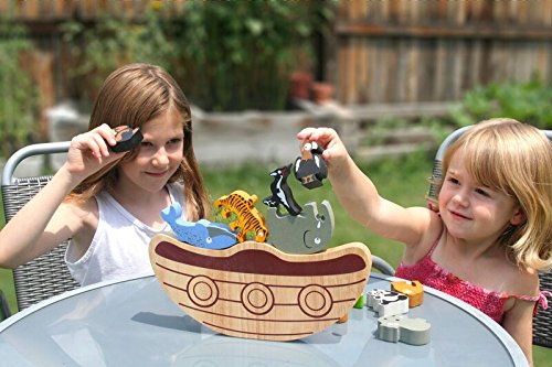 BeginAgain Balance Boat: Endangered Animals Game and Playset - 'Award-Winning Stacking Toys Game' - Balance Game with Wooden Toy Animals