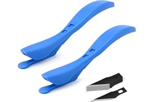 FOSHIO Wrapping Paper Cutter 2 Pack, Christmas & Birthday Sliding Gift Wrap Cutter Tool with 10 Blades, Gift Wrapping Supplies Wallpaper Knife Vinyl Wrap Window Film Car Wrap Kit (Blue + Blue)