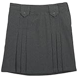 French Toast Big Girls' Front Pleated Skirt with Tabs, Grey, 10