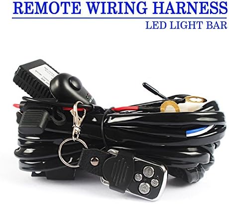 LED Light Bar Remote Wiring Harness Kit with Remote Control Switch 12V 40A Relay ON-OFF Wired Switch 14AWG Support 300W / Remote Control within 100FT