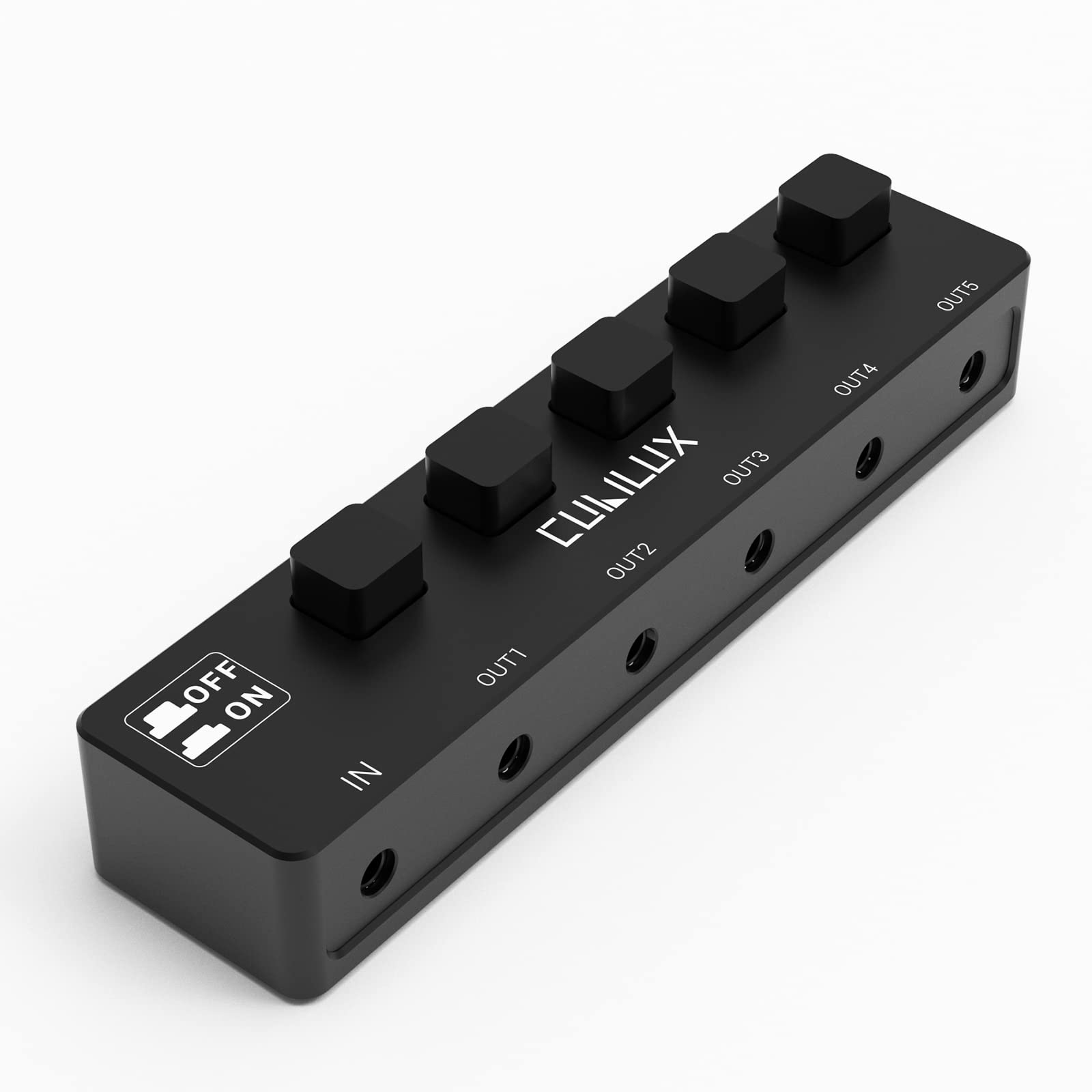 Cubilux 5-Way 3.5mm Headphone Splitter Switch Control, Aluminum Case 5-Channel 1/8” Stereo Audio Splitter, Multi-Port TRS AUX Share/Split Box/HUB Compatible Speaker Earphones Laptop PC Smartphone Tabl