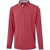 DTWOOO Men's Polo Shirt Long Sleeve Casual Solid Dry Fit High Performance Designed Collared Golf Men's Polo Shirt