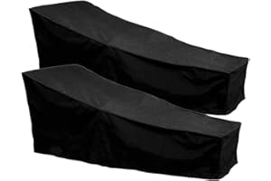 J&C Outdoor Chaise Lounge Cover Weatherproof Chaise Lounge Covers Dustproof Chaise Lounge Covers Outdoor Waterproof Patio Furniture Covers Sun Lounger Covers Black 2 Pcs