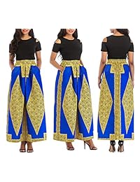 TinyChic - Vestido largo de dos piezas para mujer, con hombros descubiertos, estampado floral, falda larga