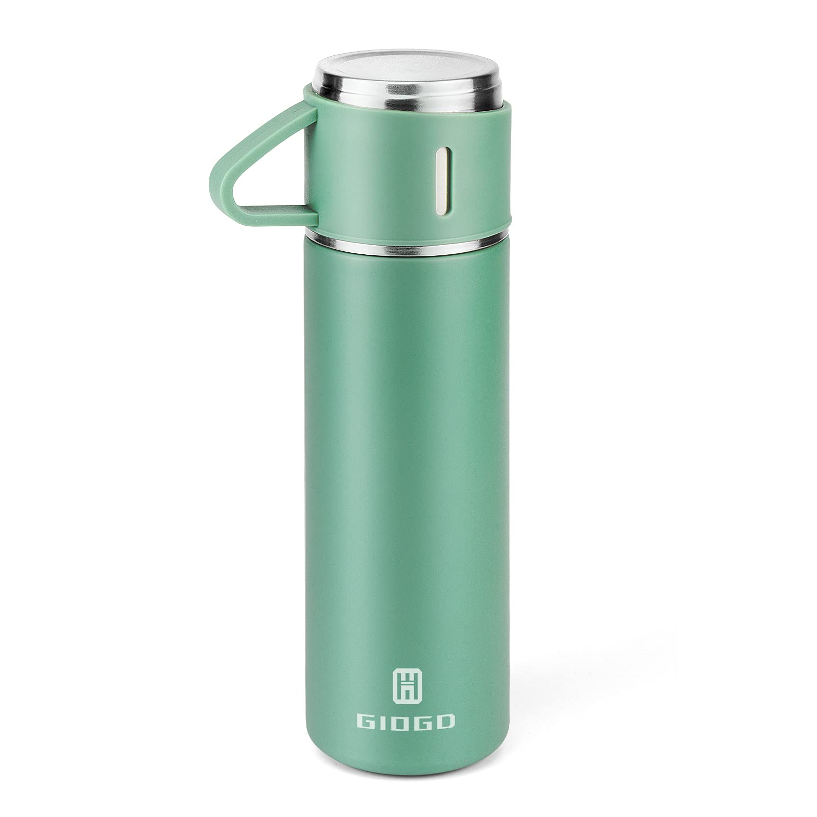 Vacuum Insulated Flask 500ml/16.9oz Stainless Steel Thermo Bottle with Cup for Coffee Water Hot and Cold Drink Flasks.(Green,Single)