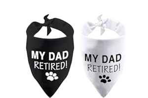 PWHAOO 2 Pack Retirement Gifts My Mom/Dad Retired Dog Bandana Pet Puppy Gift Dog Retired Friend (My Dad Retired 2 Pack)