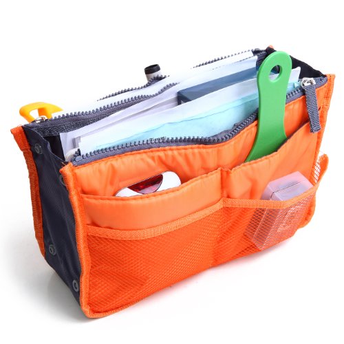 HDE Expandable Handbag Insert Organizer Liner for Inside Purse Tote (Orange)